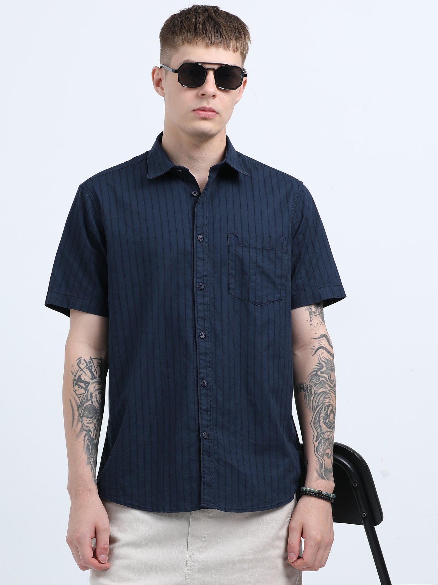 Martin Smith Men’s Regular Fit Cotton Half Sleeves Casual Shirt