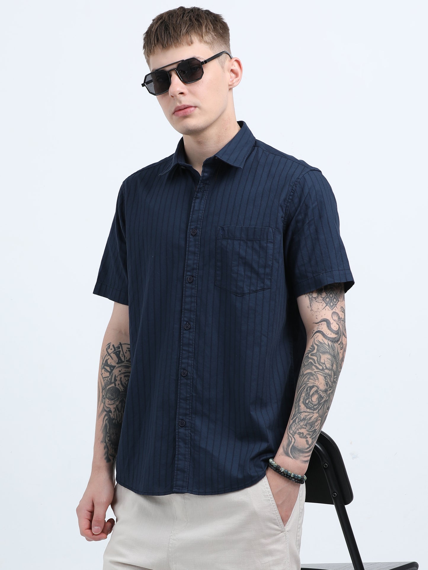 Martin Smith Men’s Regular Fit Cotton Half Sleeves Casual Shirt