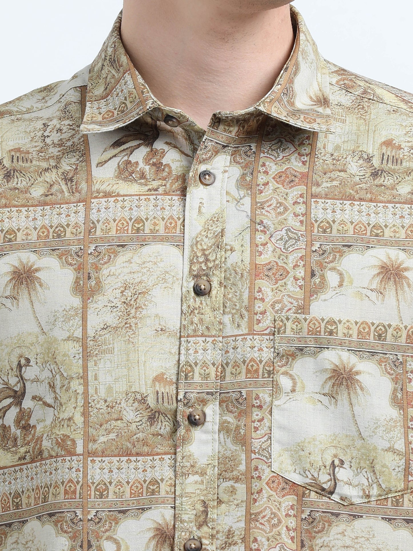 Martin Smith Men’s Regular Fit Linen Half Sleeves Casual Shirt