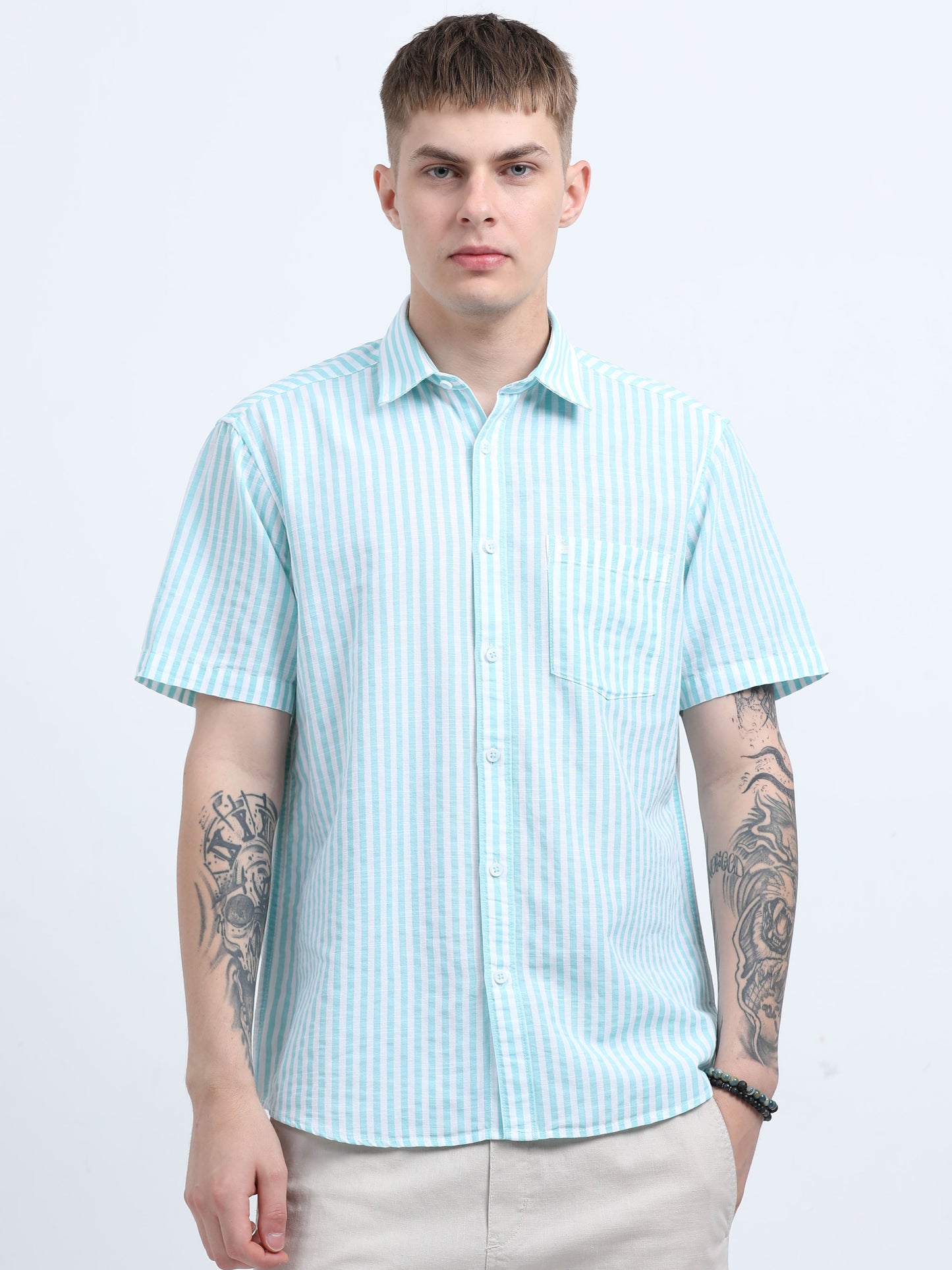 Martin Smith Men’s Regular Fit Cotton Half Sleeves Casual Shirt