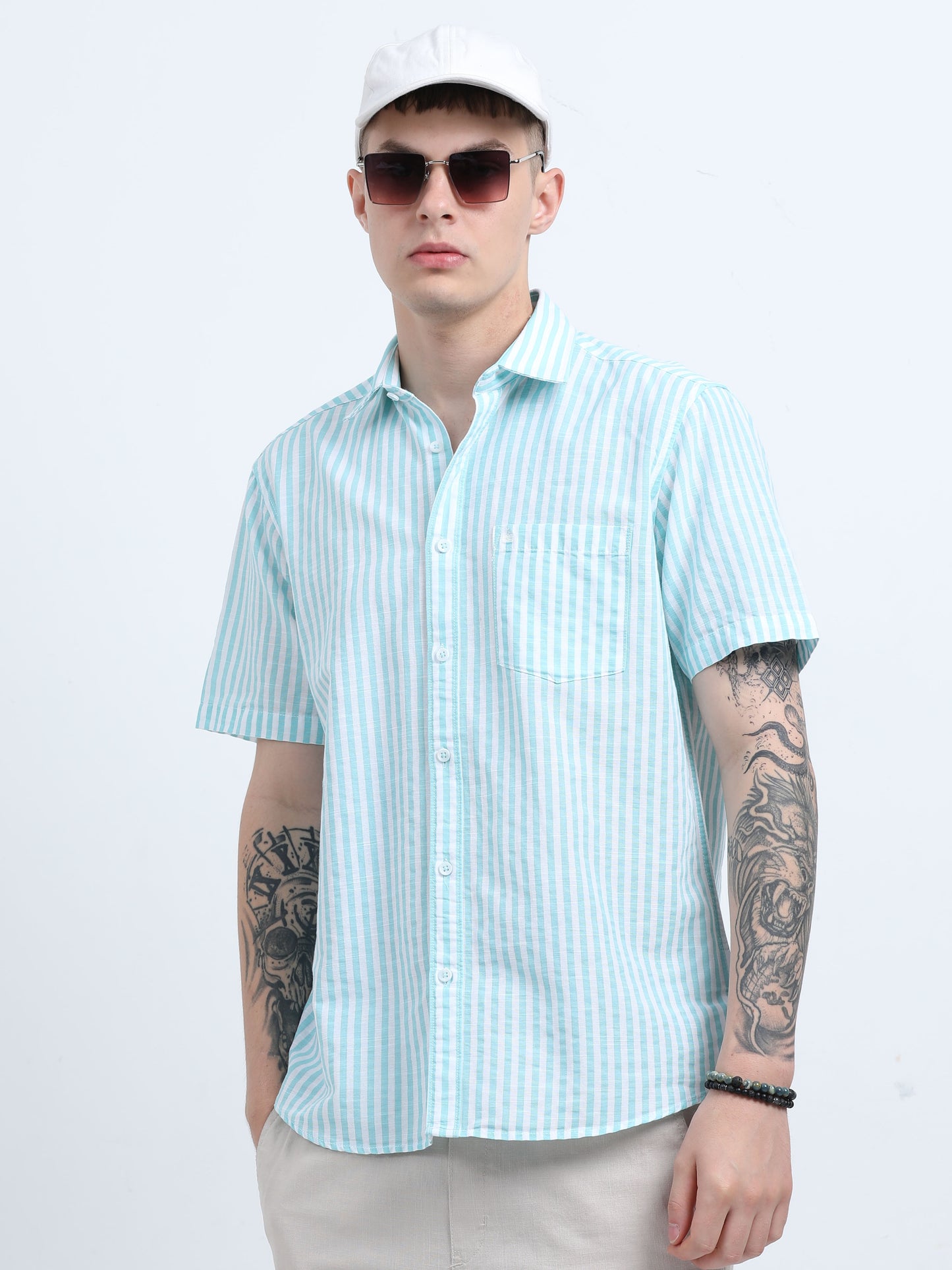 Martin Smith Men’s Regular Fit Cotton Half Sleeves Casual Shirt