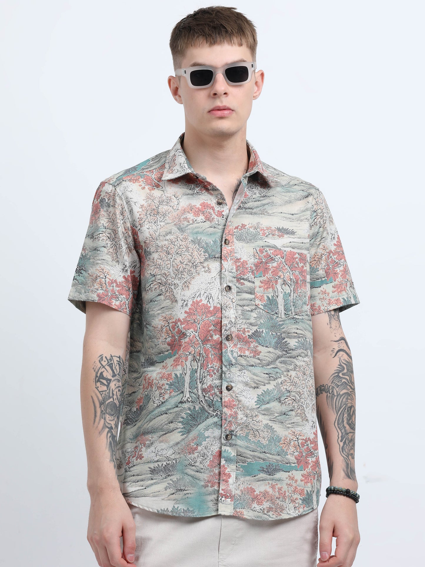 Martin Smith Men’s Regular Fit Linen Half Sleeves Casual Shirt