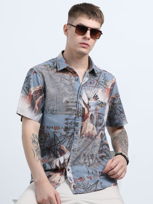 Martin Smith Men’s Regular Fit Linen Half Sleeves Casual Shirt