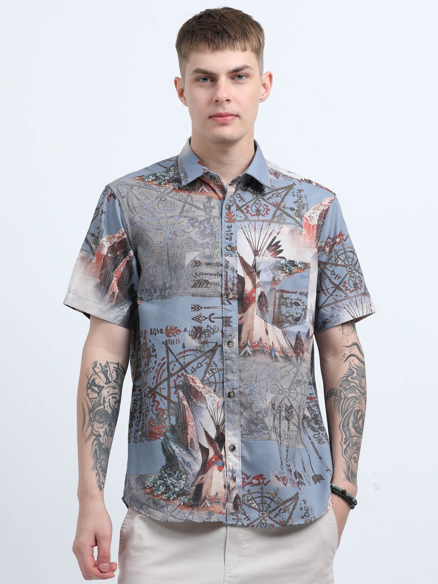 Martin Smith Men’s Regular Fit Linen Half Sleeves Casual Shirt