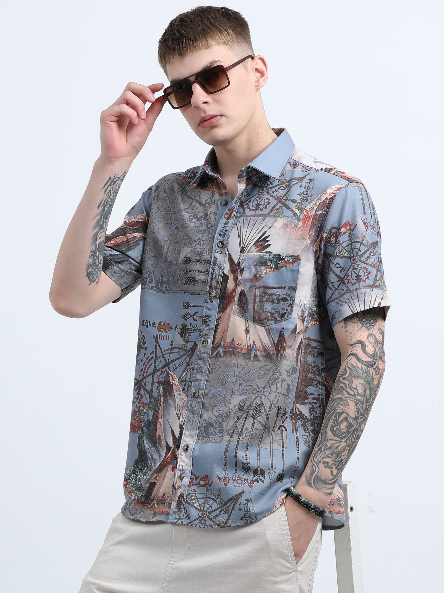 Martin Smith Men’s Regular Fit Linen Half Sleeves Casual Shirt