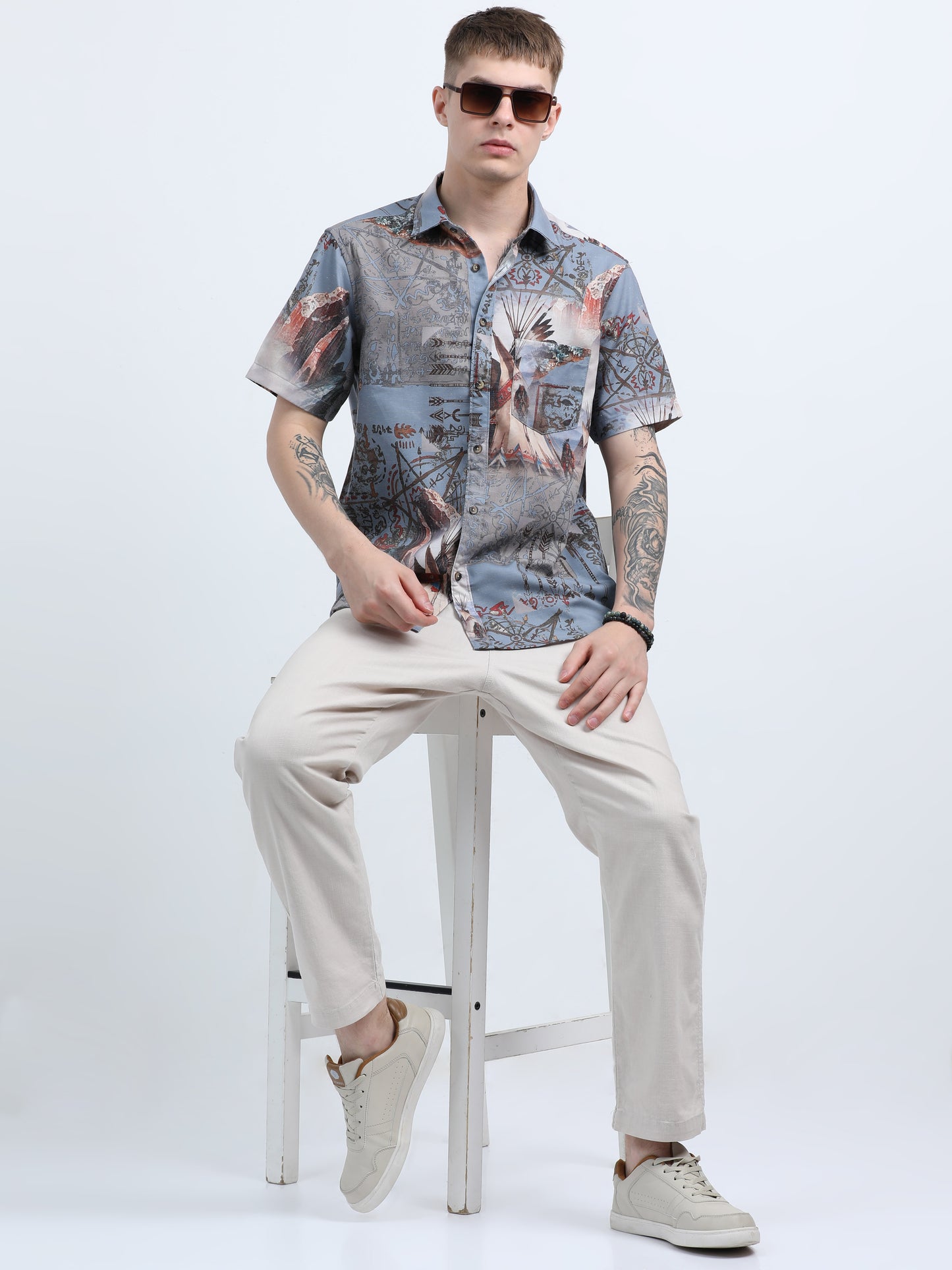 Martin Smith Men’s Regular Fit Linen Half Sleeves Casual Shirt