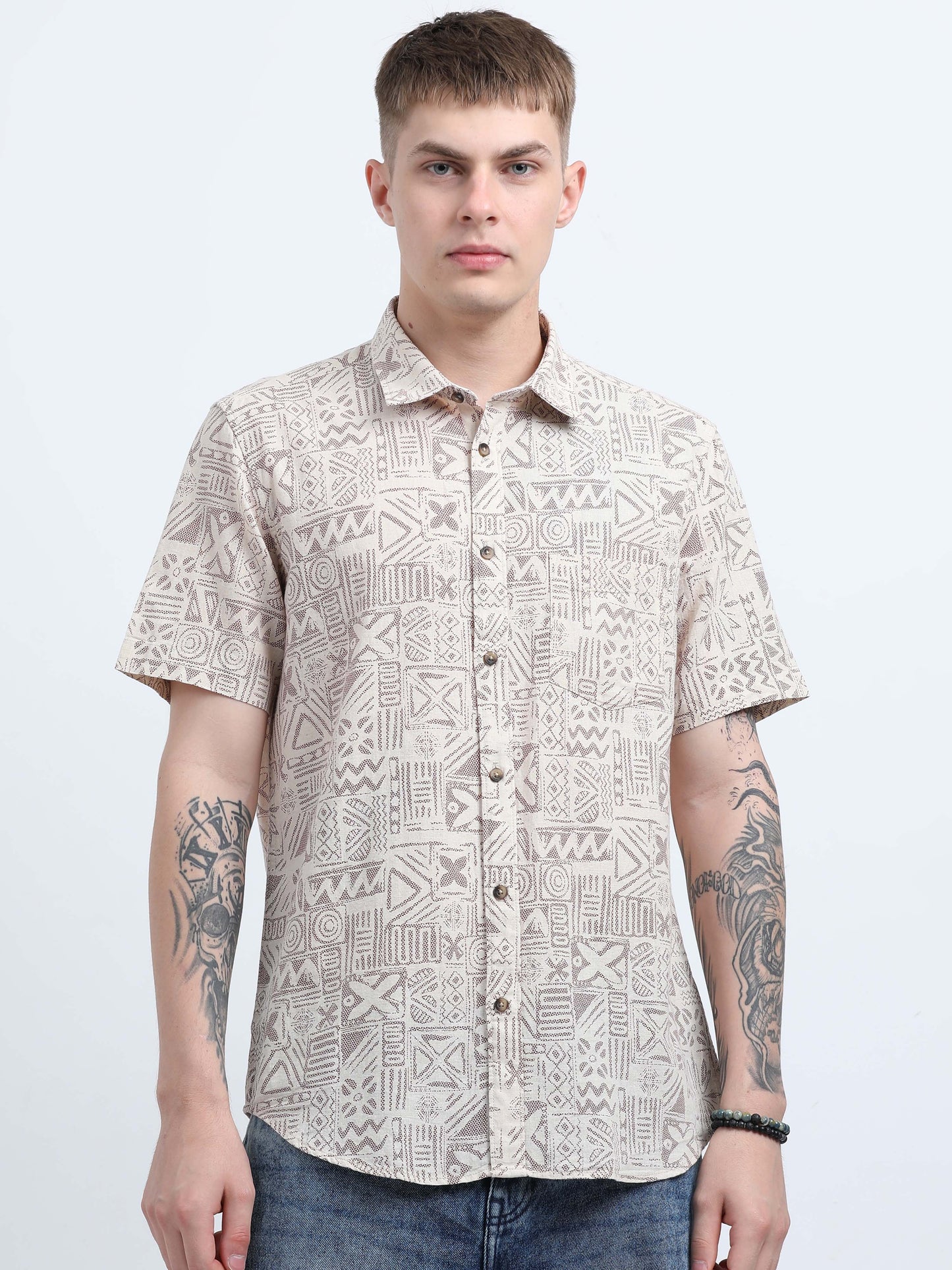 Martin Smith Men’s Regular Fit Cotton Half Sleeves Casual Shirt