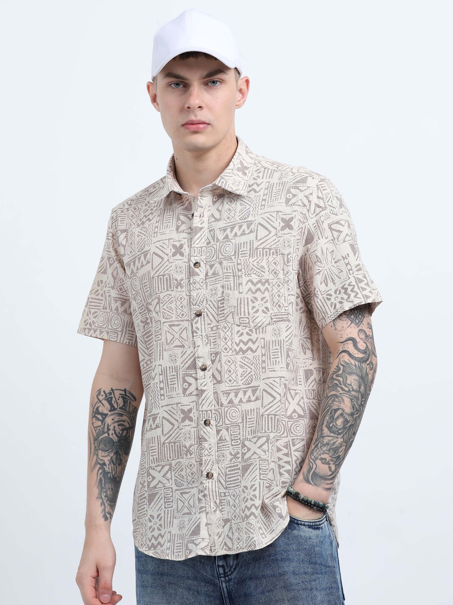 Martin Smith Men’s Regular Fit Cotton Half Sleeves Casual Shirt