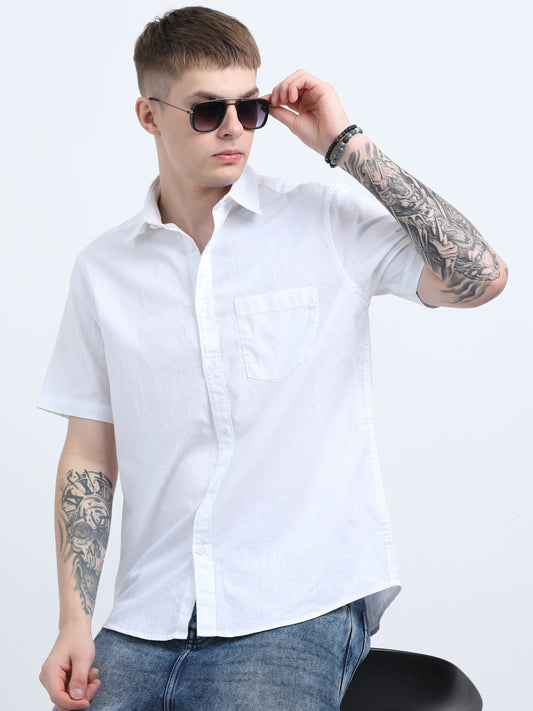 Martin Smith Men’s Regular Fit Cotton Half Sleeves Casual Shirt