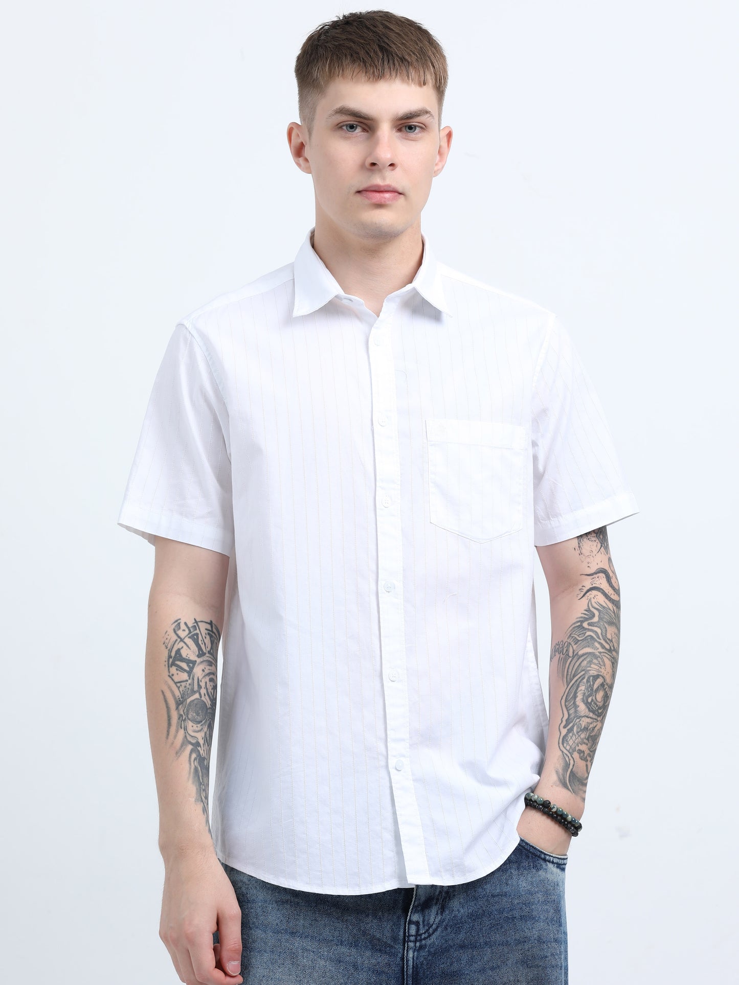 Martin Smith Men’s Regular Fit Cotton Half Sleeves Casual Shirt