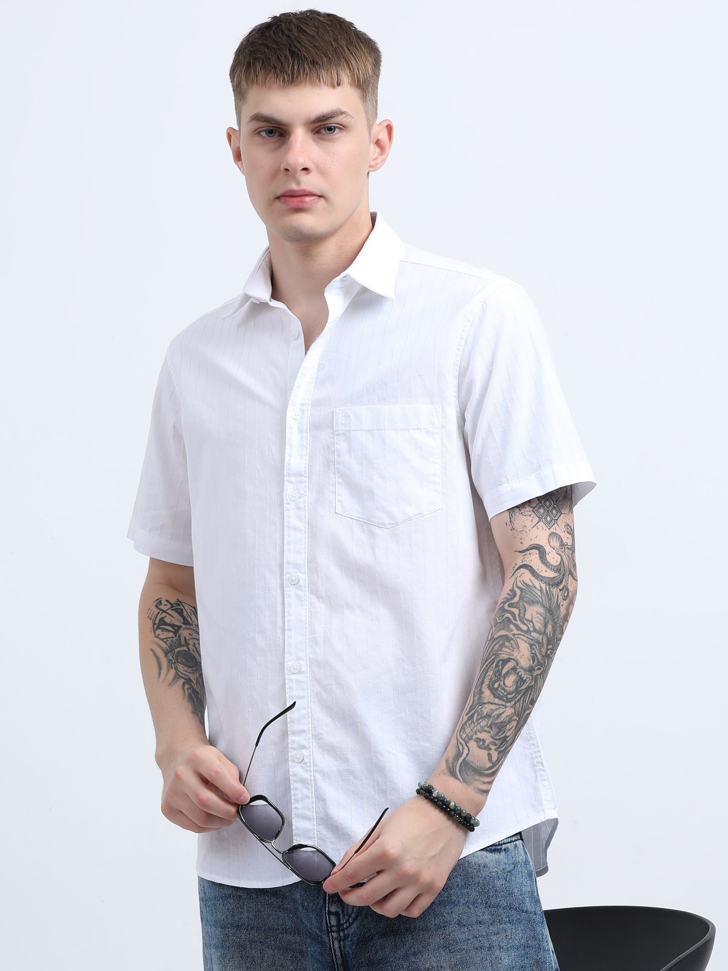 Martin Smith Men’s Regular Fit Cotton Half Sleeves Casual Shirt