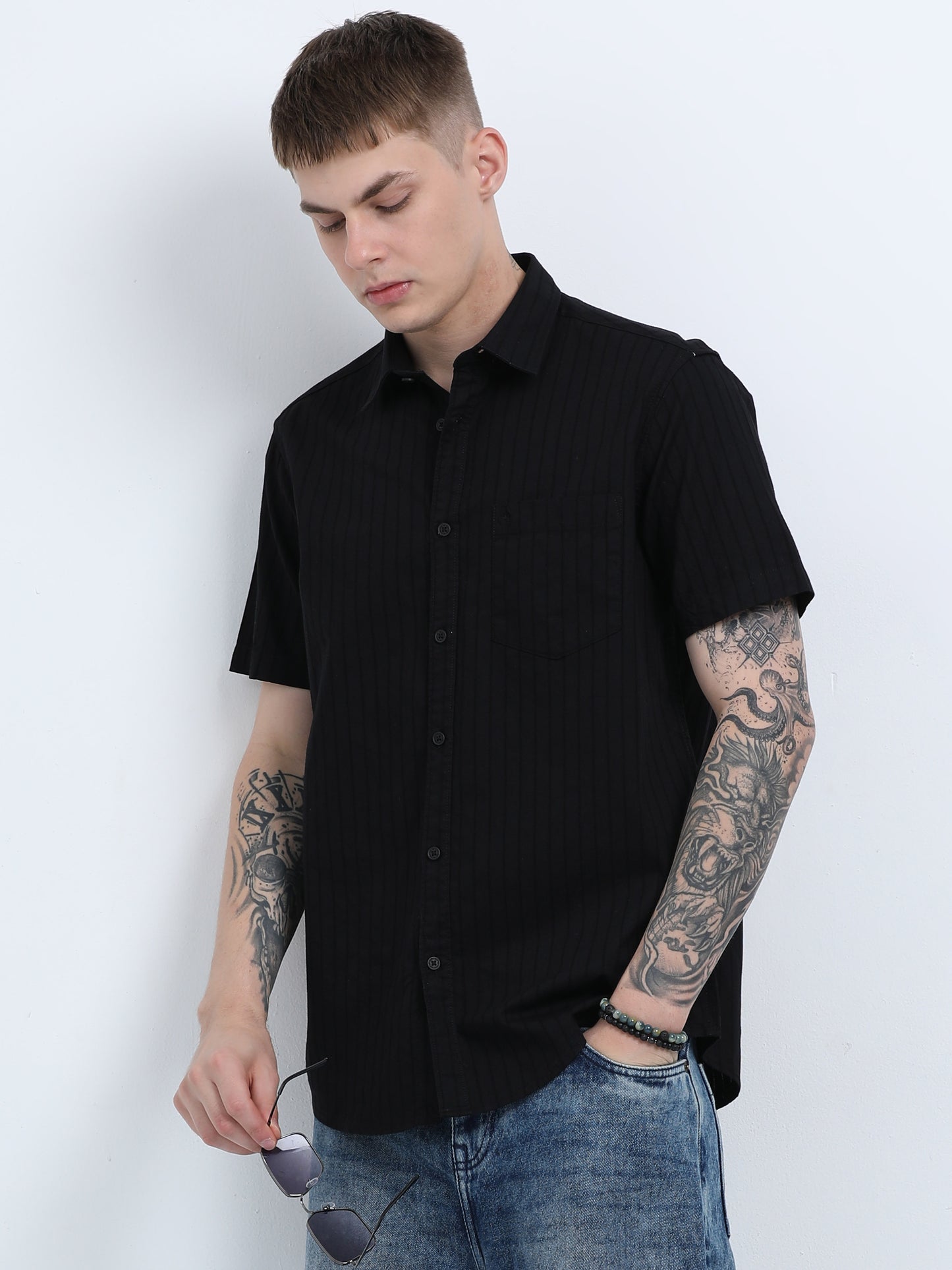 Martin Smith Men’s Regular Fit Cotton Half Sleeves Casual Shirt