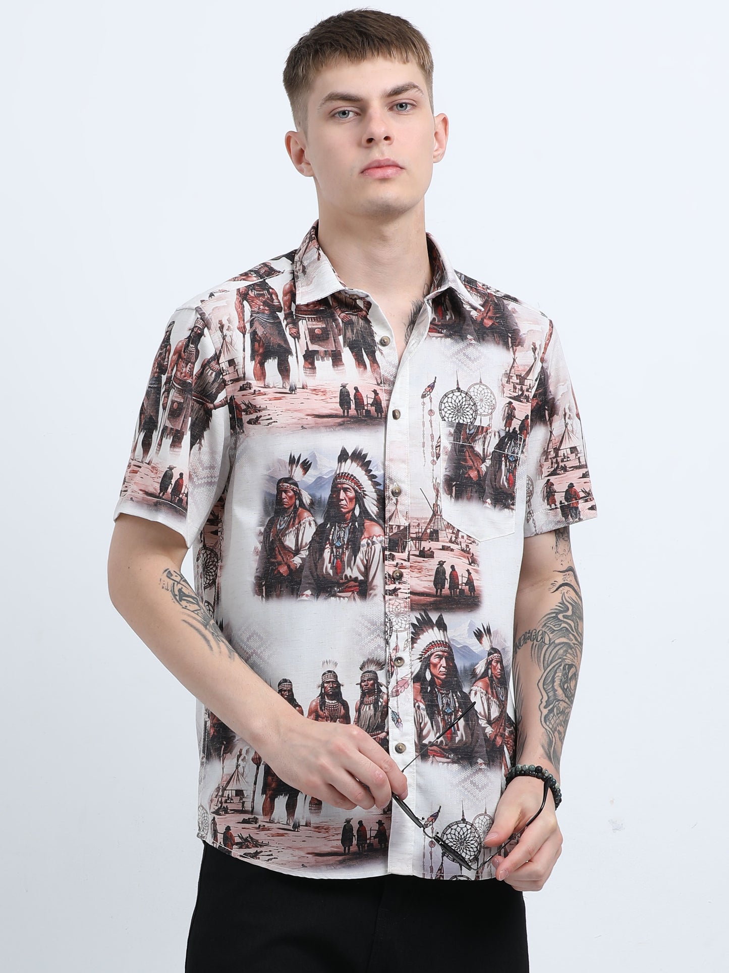 Martin Smith Men’s Regular Fit Linen Half Sleeves Casual Shirt