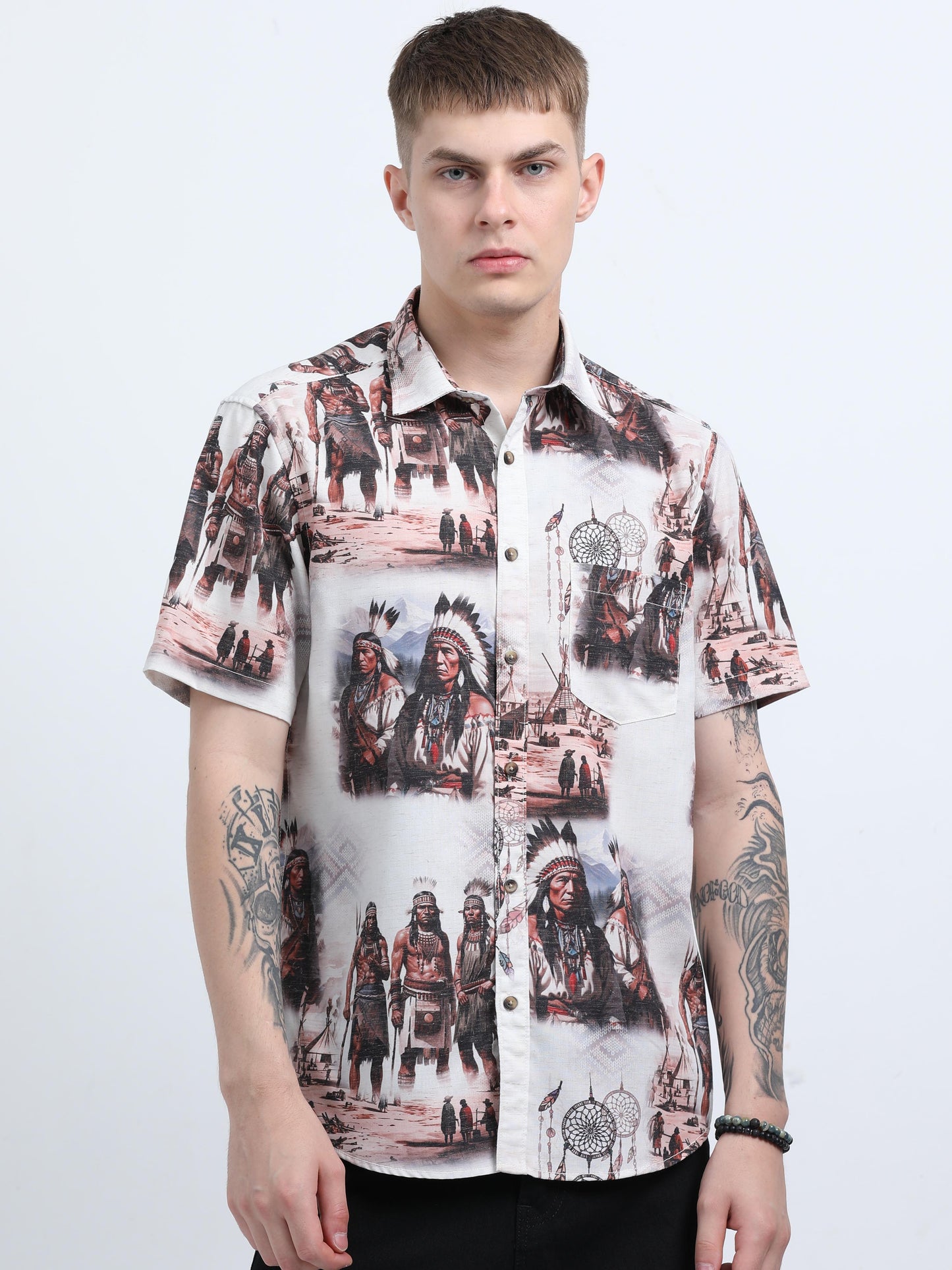 Martin Smith Men’s Regular Fit Linen Half Sleeves Casual Shirt