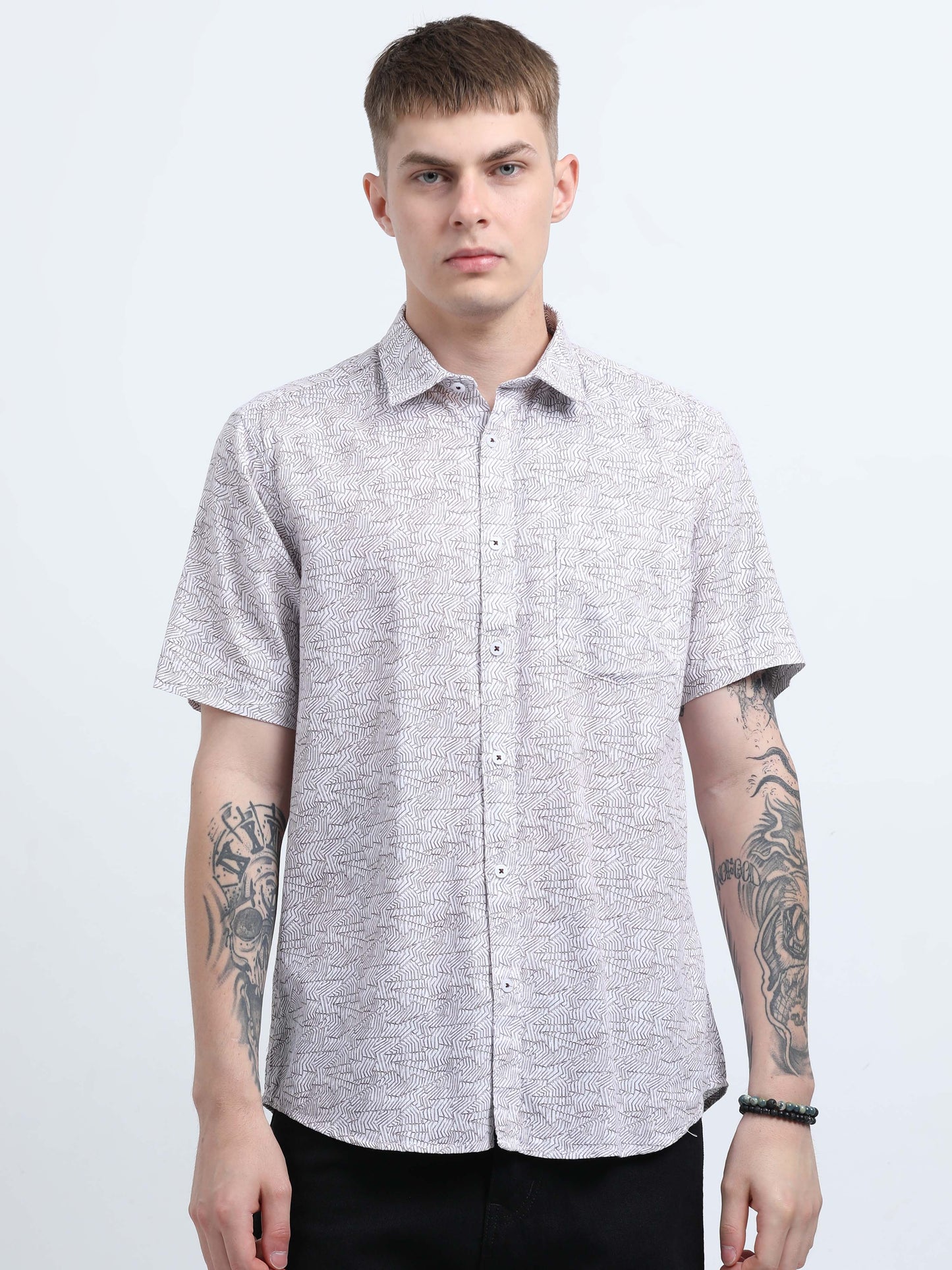 Martin Smith Men’s Regular Fit Cotton Half Sleeves Casual Shirt