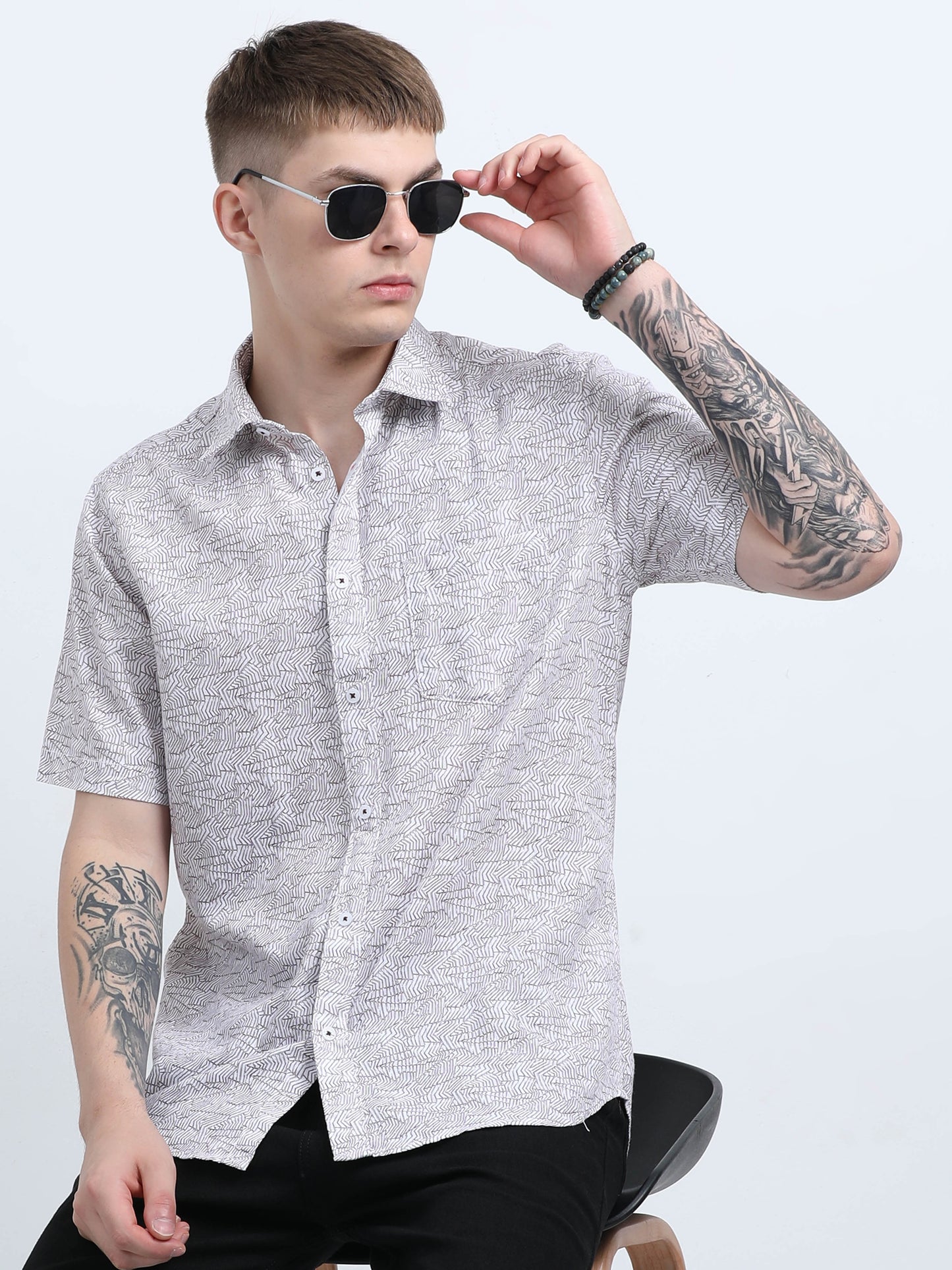 Martin Smith Men’s Regular Fit Cotton Half Sleeves Casual Shirt
