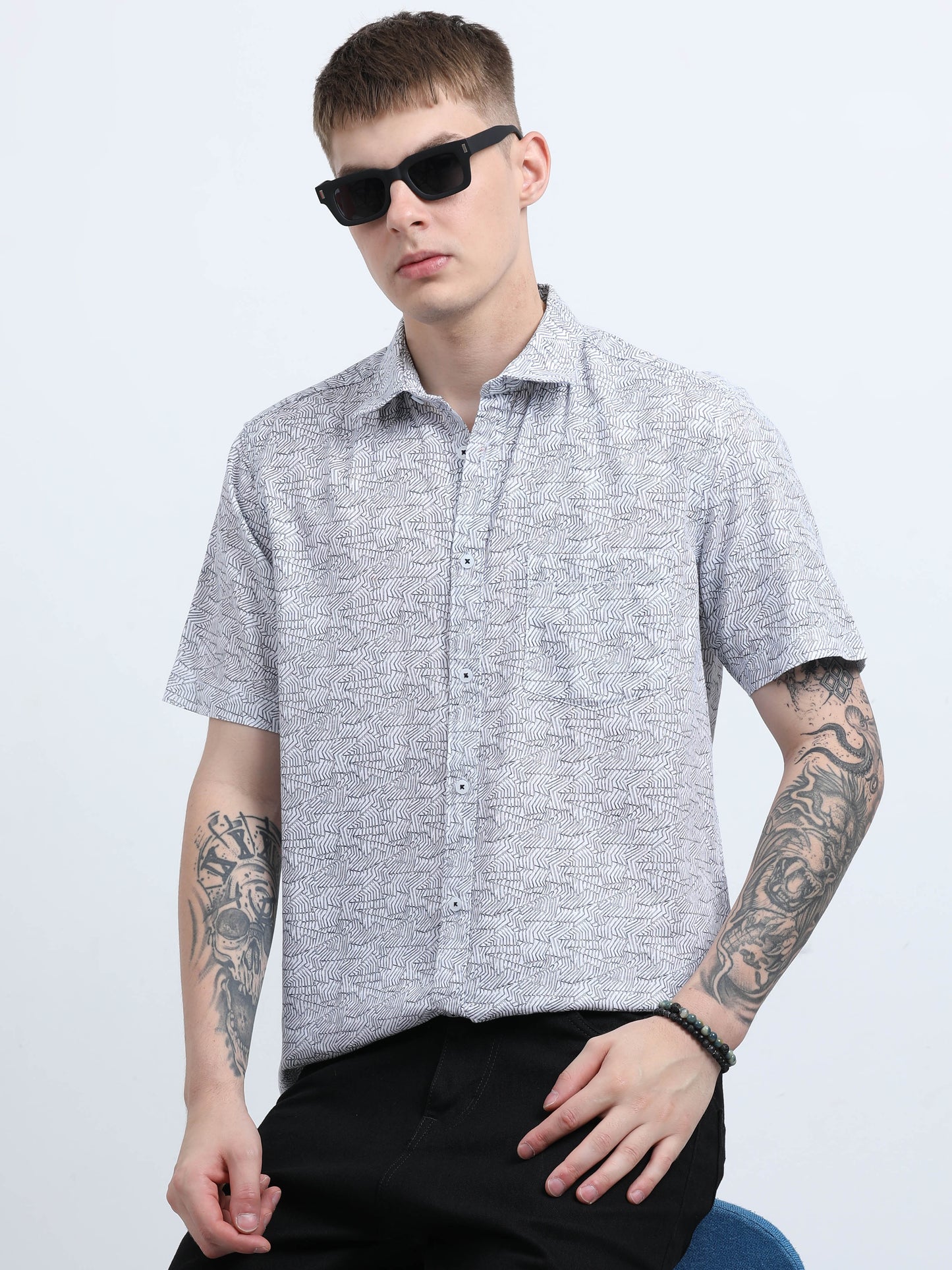 Martin Smith Men’s Regular Fit Cotton Half Sleeves Casual Shirt