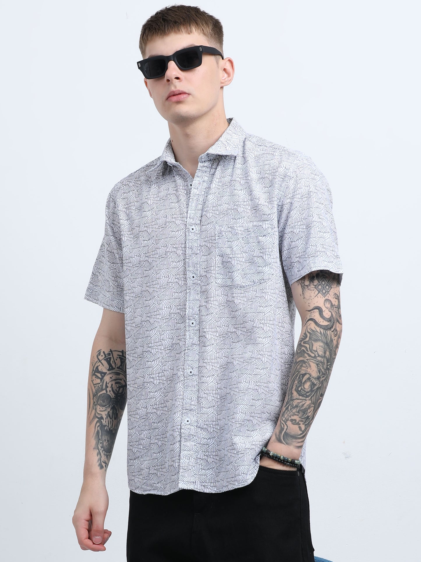 Martin Smith Men’s Regular Fit Cotton Half Sleeves Casual Shirt