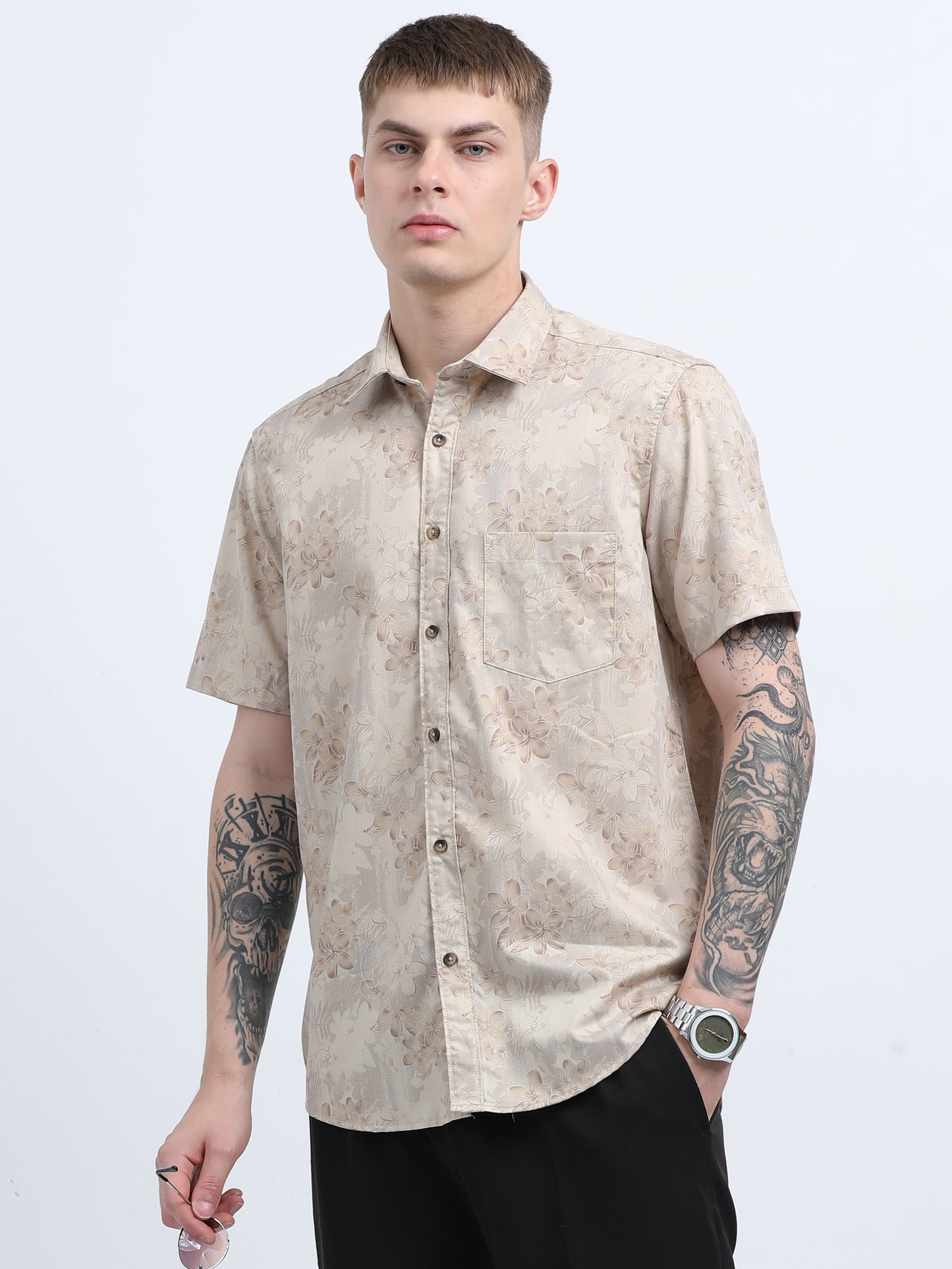 Martin Smith Men’s Regular Fit Cotton Half Sleeves Casual Shirt