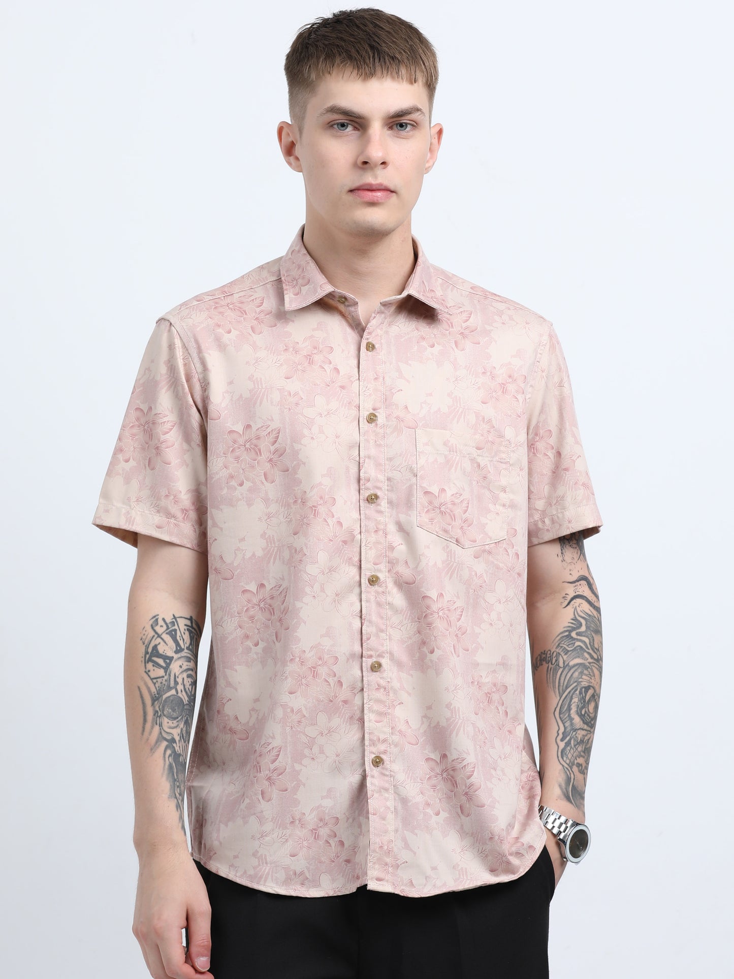 Martin Smith Men’s Regular Fit Cotton Half Sleeves Casual Shirt