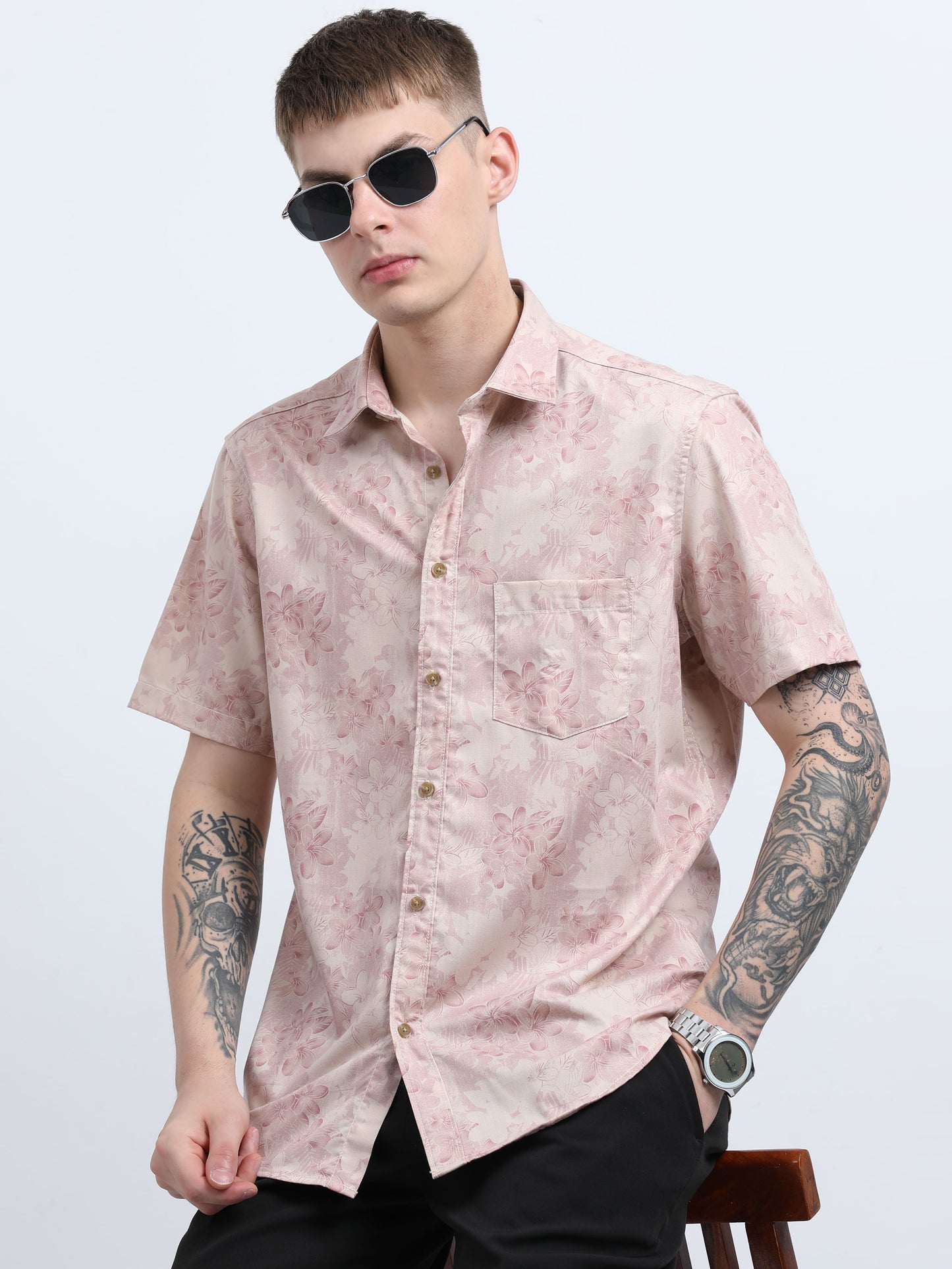 Martin Smith Men’s Regular Fit Cotton Half Sleeves Casual Shirt