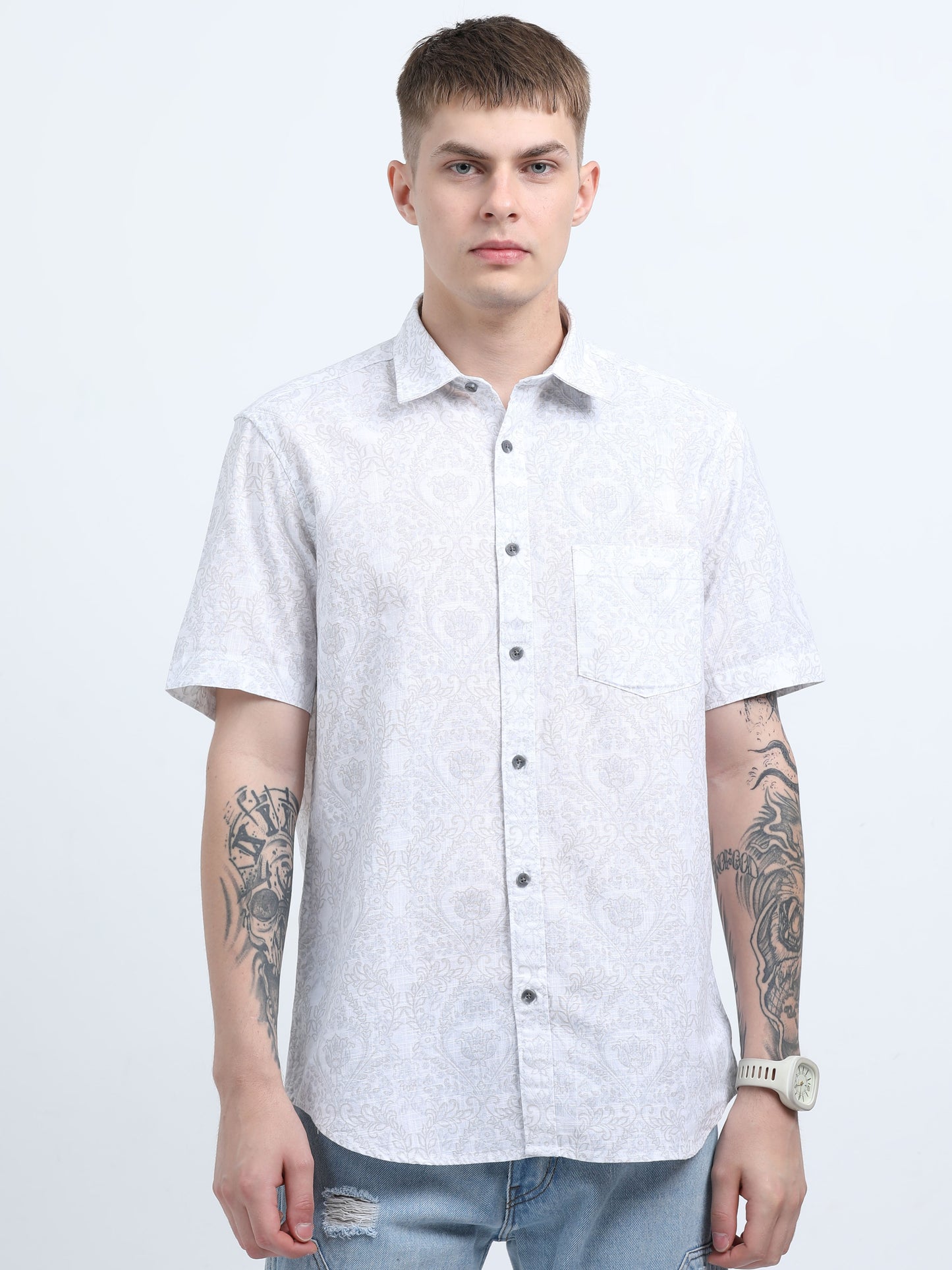 Martin Smith Men’s Regular Fit Cotton Half Sleeves Casual Shirt