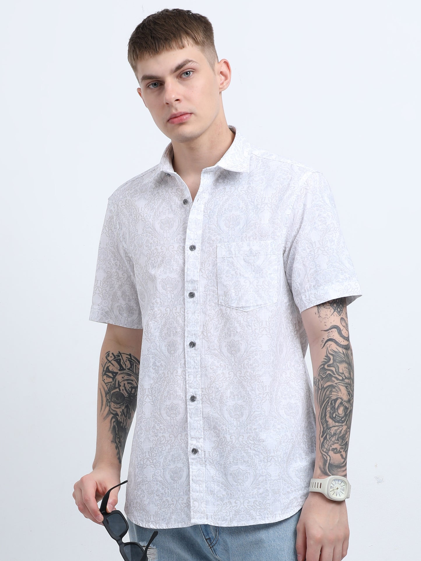 Martin Smith Men’s Regular Fit Cotton Half Sleeves Casual Shirt