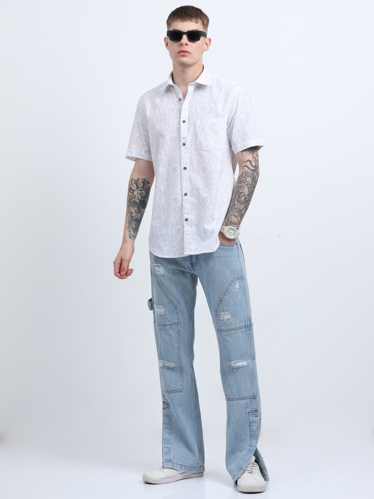 Martin Smith Men’s Regular Fit Cotton Half Sleeves Casual Shirt