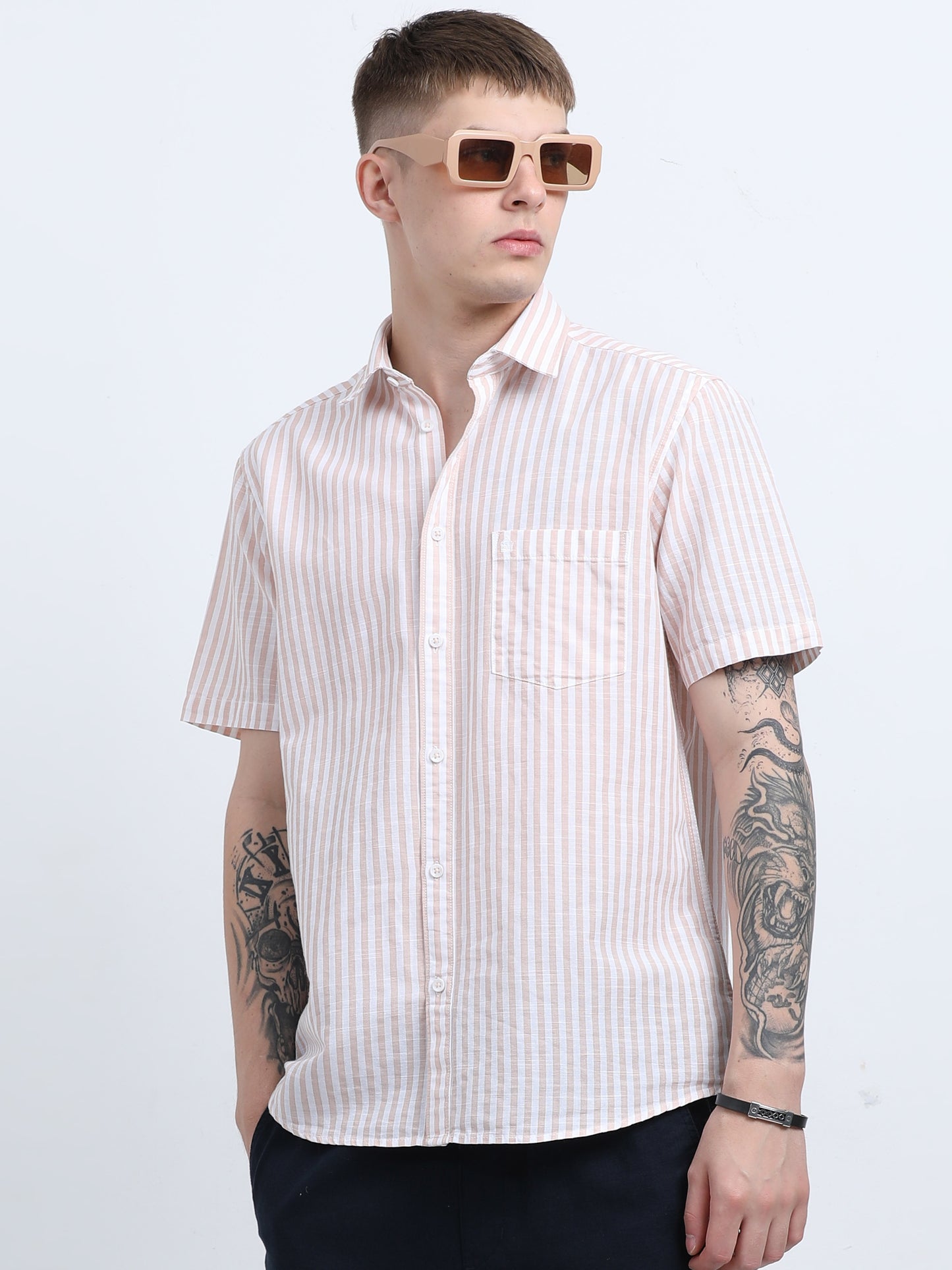 Martin Smith Men’s Regular Fit Cotton Half Sleeves Casual Shirt
