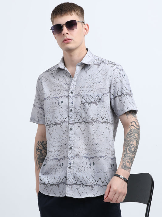 Martin Smith Men’s Regular Fit Linen Half Sleeves Casual Shirt