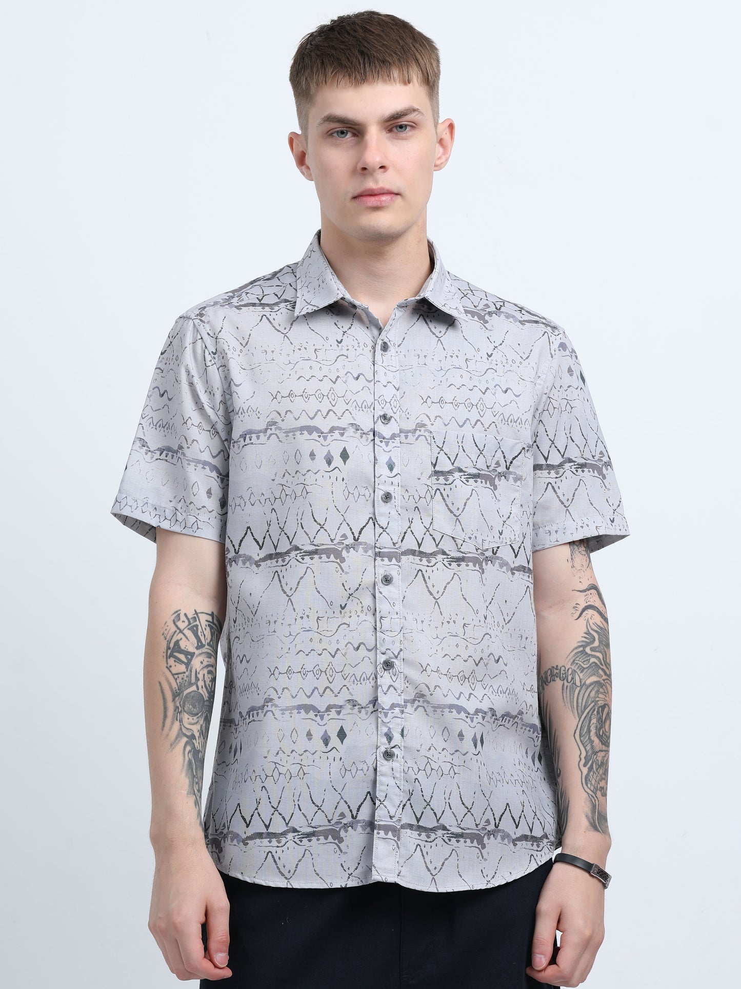 Martin Smith Men’s Regular Fit Linen Half Sleeves Casual Shirt