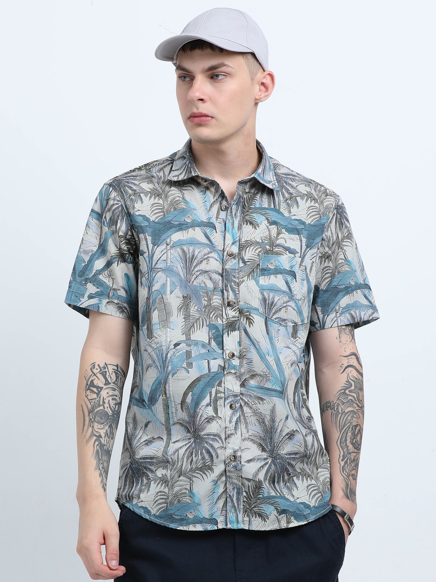 Martin Smith Men’s Regular Fit Linen Half Sleeves Casual Shirt
