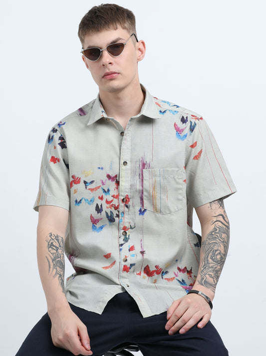 Martin Smith Men’s Regular Fit Linen Half Sleeves Casual Shirt