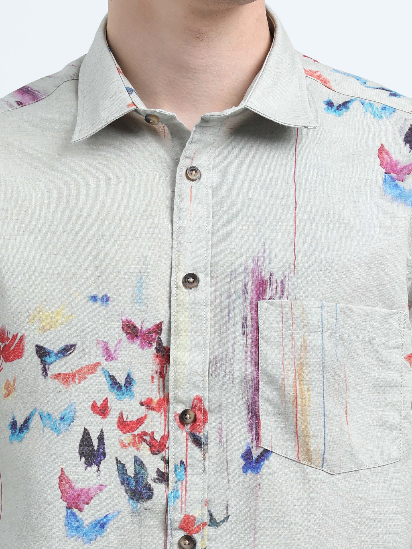 Martin Smith Men’s Regular Fit Linen Half Sleeves Casual Shirt