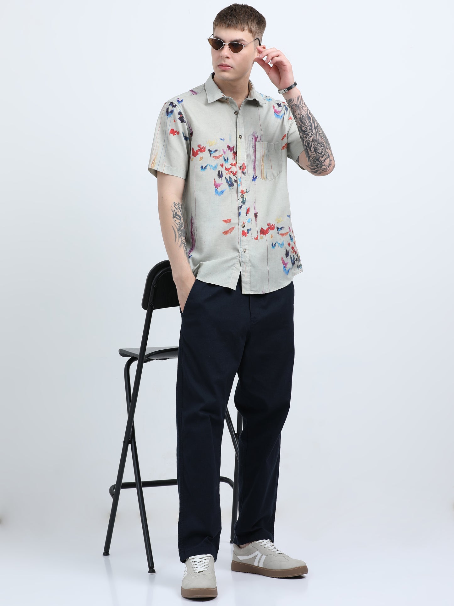 Martin Smith Men’s Regular Fit Linen Half Sleeves Casual Shirt