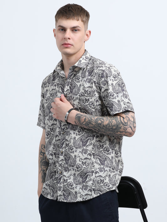 Martin Smith Men’s Regular Fit Linen Half Sleeves Casual Shirt