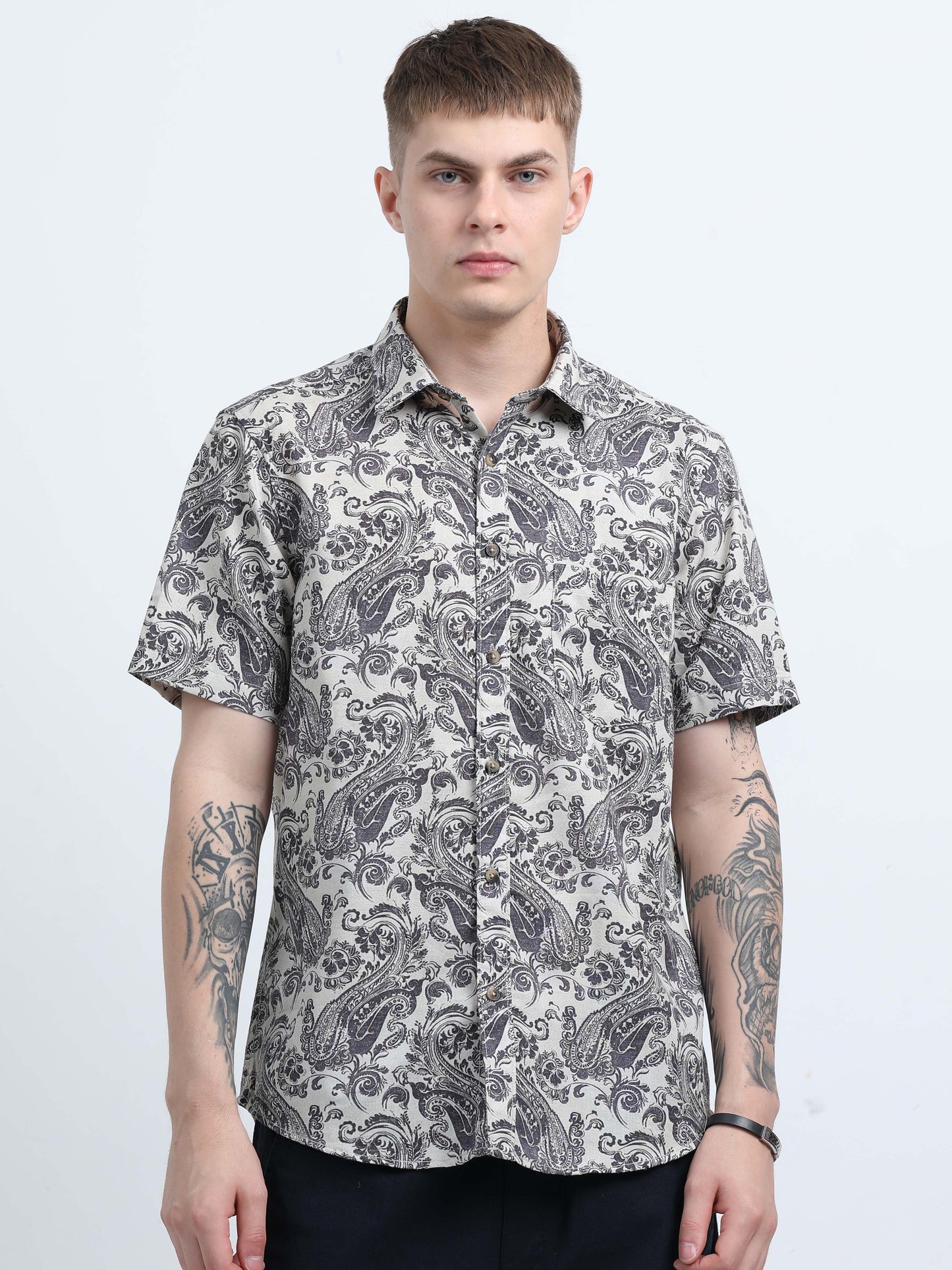 Martin Smith Men’s Regular Fit Linen Half Sleeves Casual Shirt