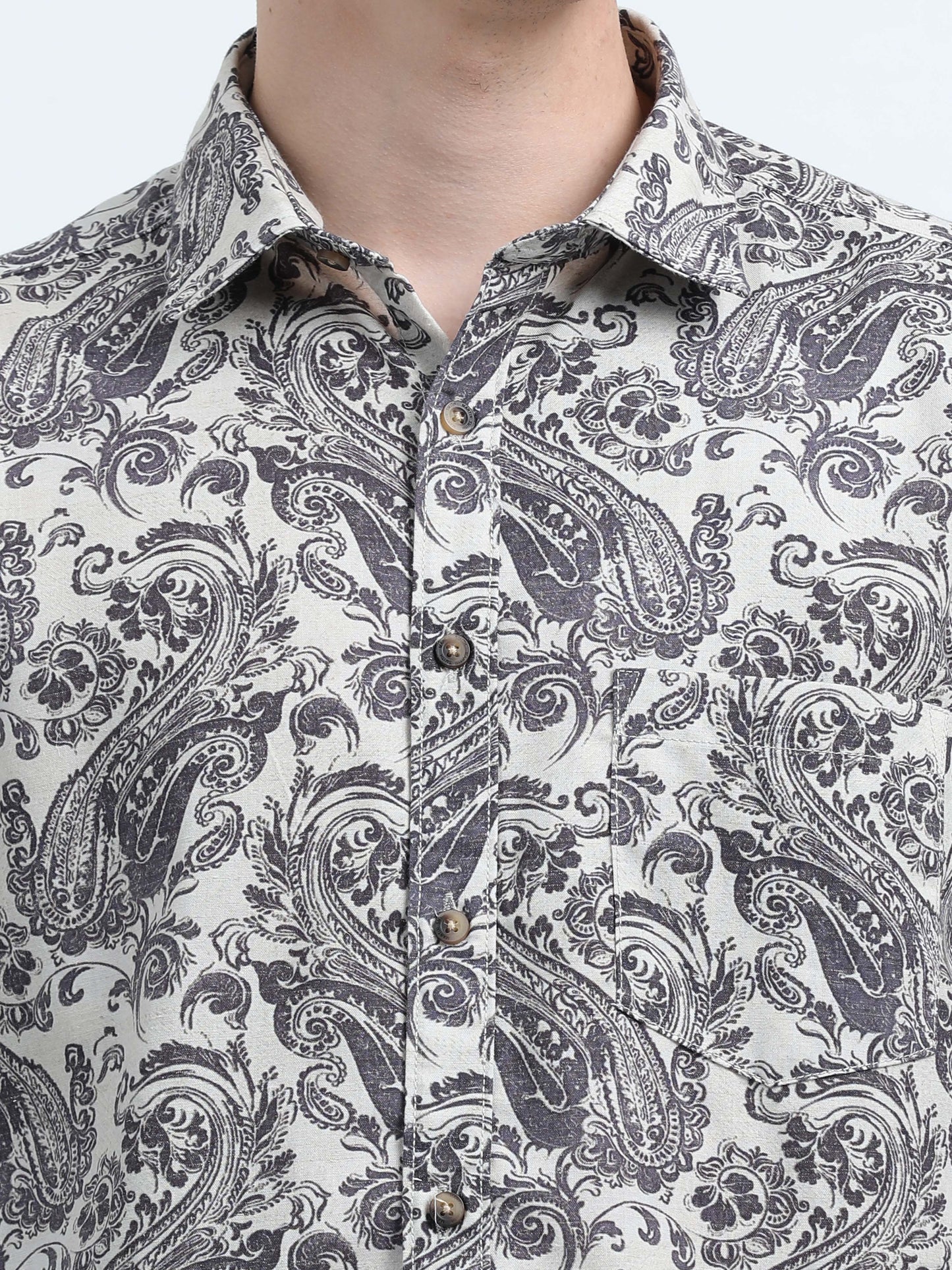 Martin Smith Men’s Regular Fit Linen Half Sleeves Casual Shirt