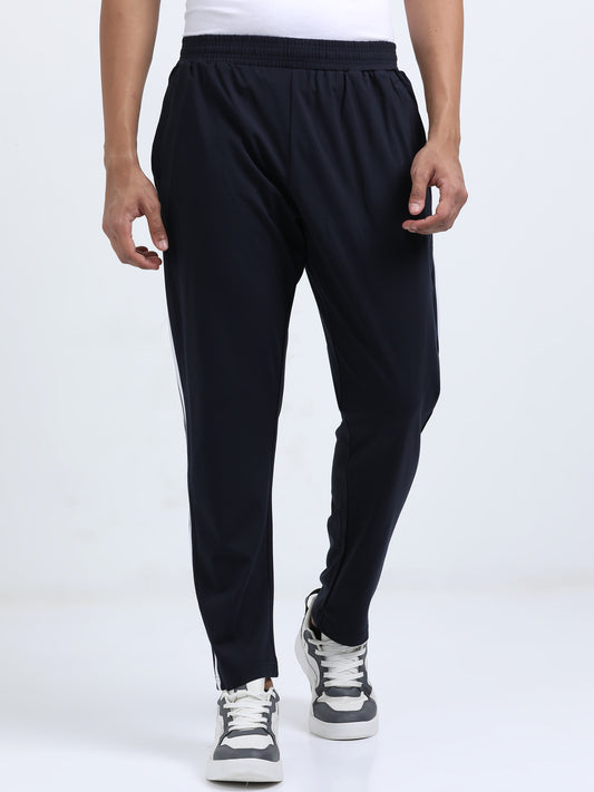 Striped Knit Track Pants - Navy