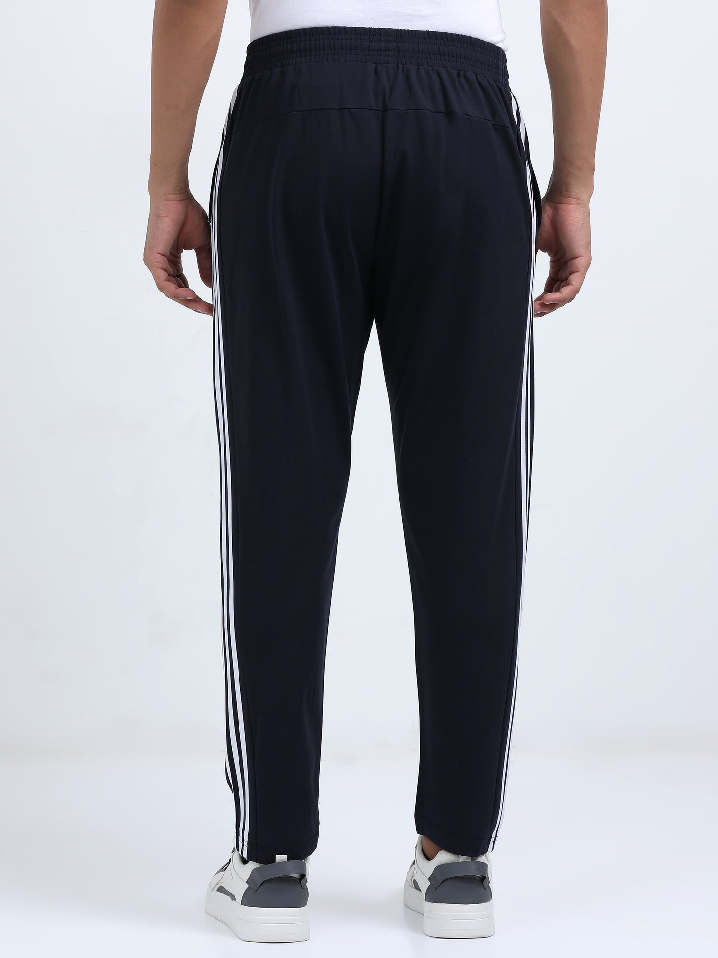 Striped Knit Track Pants - Navy