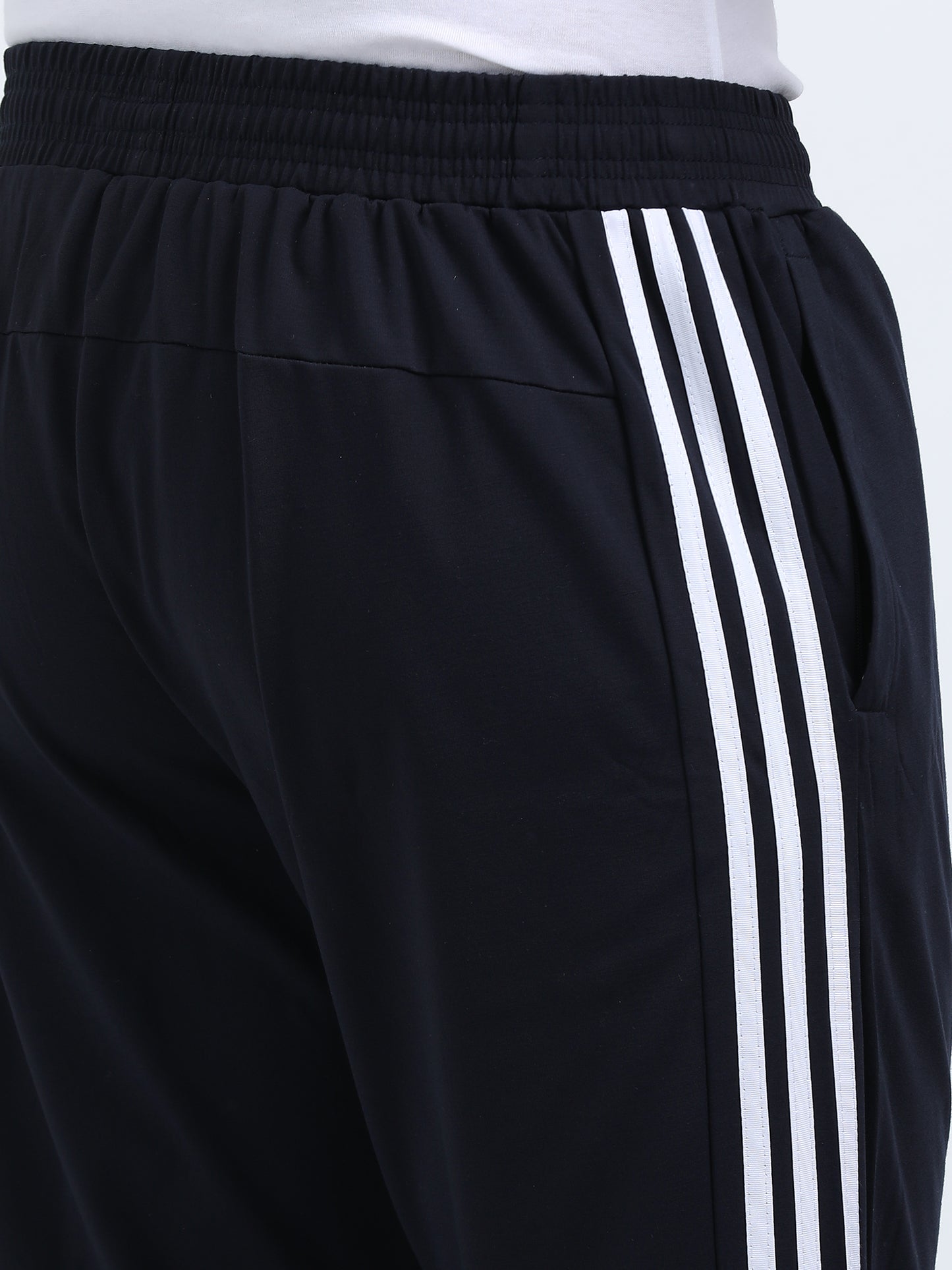 Striped Knit Track Pants - Navy