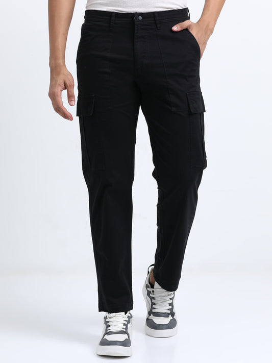 Classic Straight Cargo Pants – Black