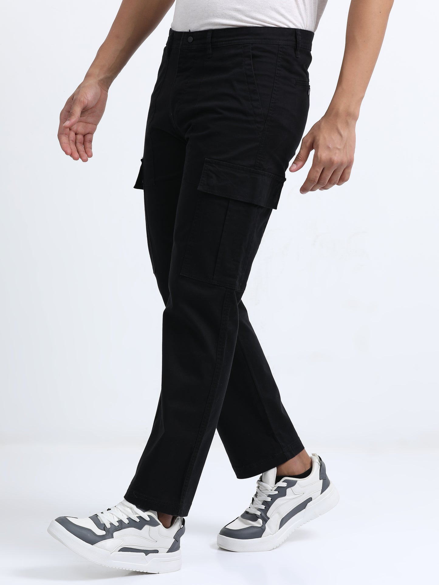 Classic Straight Cargo Pants – Black