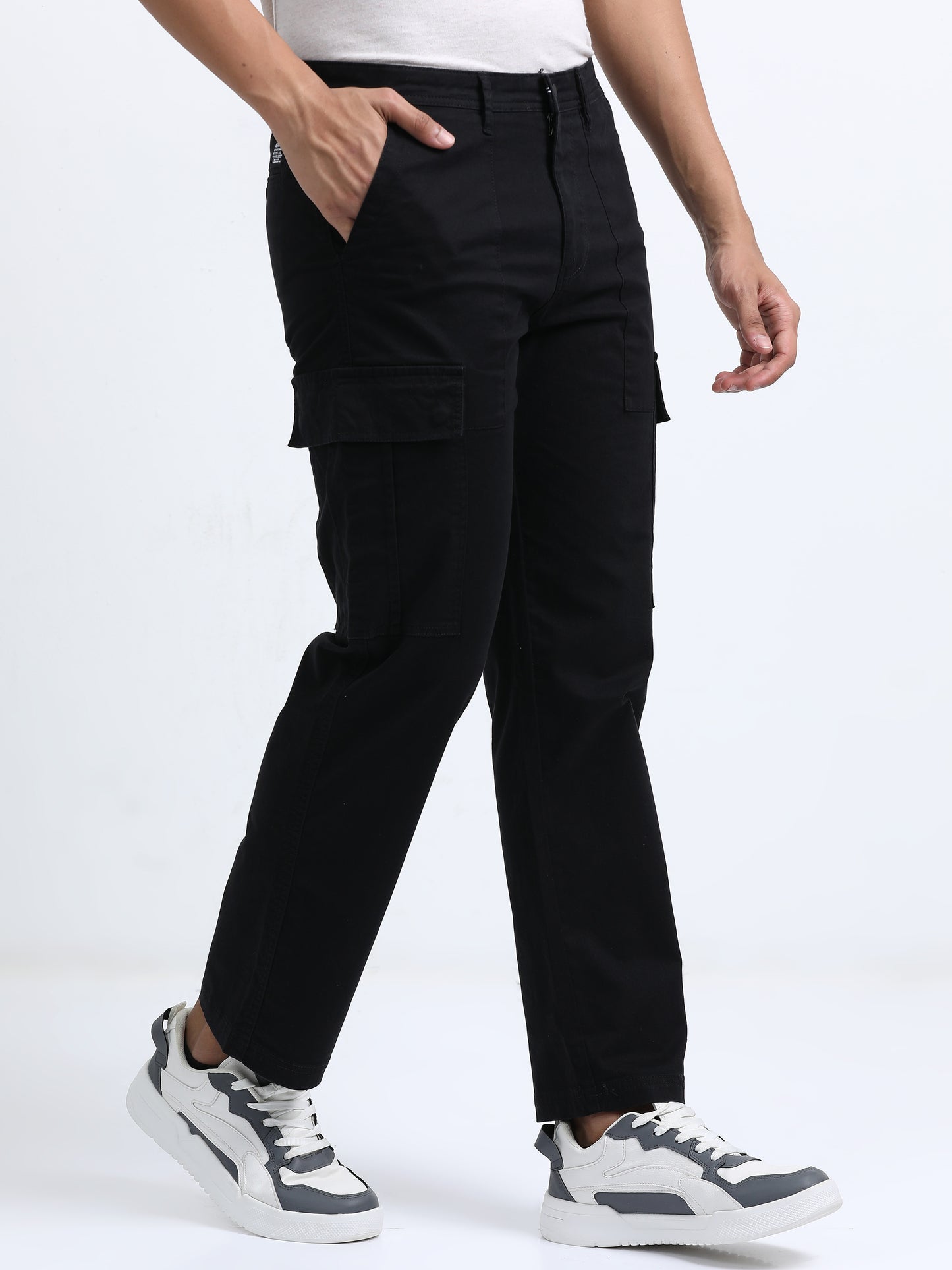 Classic Straight Cargo Pants – Black
