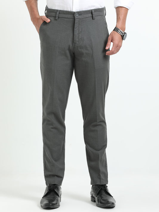 D-Grey Linen Formal Trousers