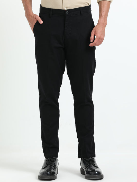 Black Linen Formal Trousers