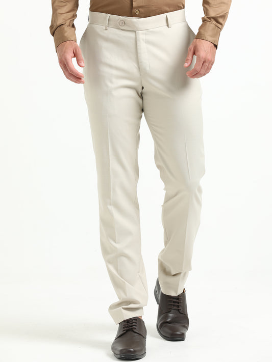 Cream Stretchable Trousers