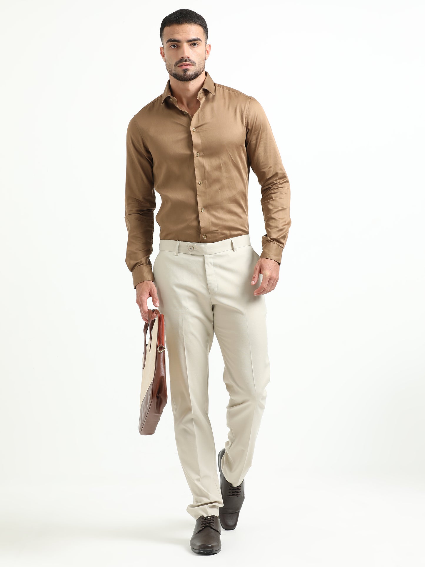 Cream Stretchable Trousers