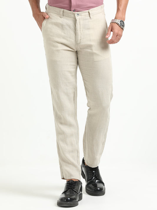 Cream Pure linen Trousers