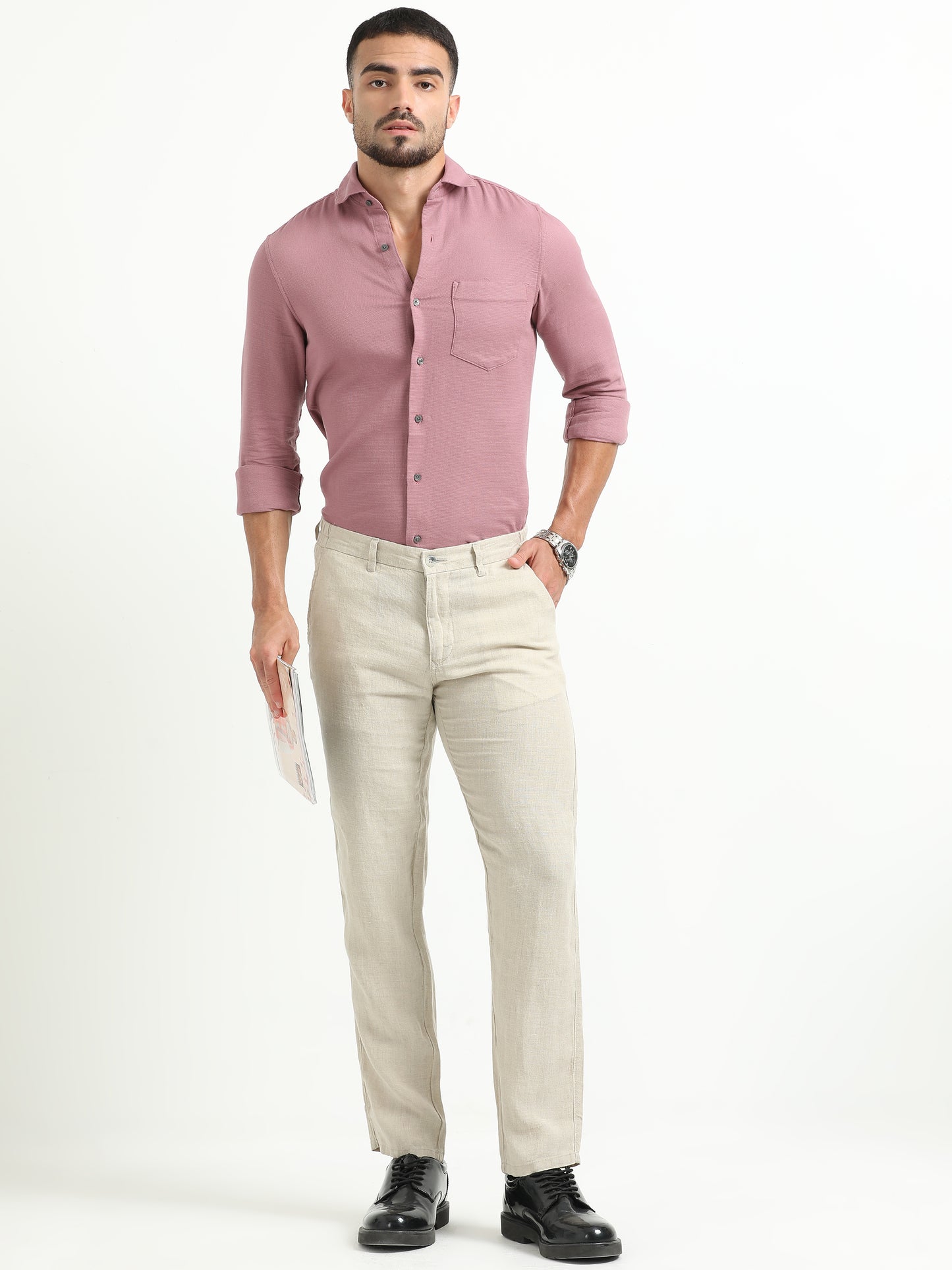 Cream Pure linen Trousers